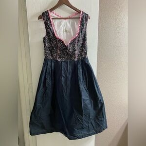 Vintage LANDHAUS Tyrol Lukas  Oktoberfest Black Pink Dirndl Women  Sz EU 38